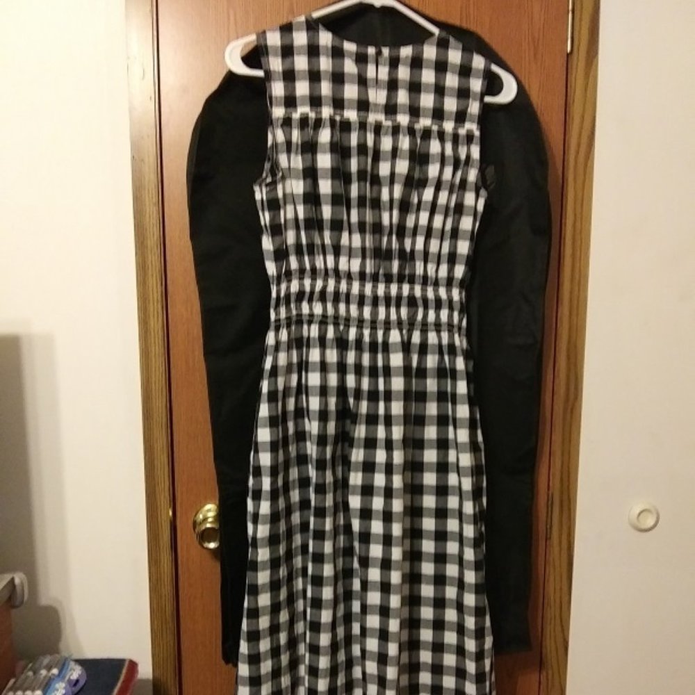 A New Day, black & white checkered dress with pockets; midi;  size L